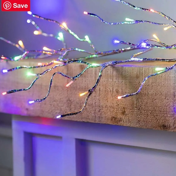 Indoor/Outdoor Silver Metallic Garland with Dual-Function Lights - Picture 2 of 5